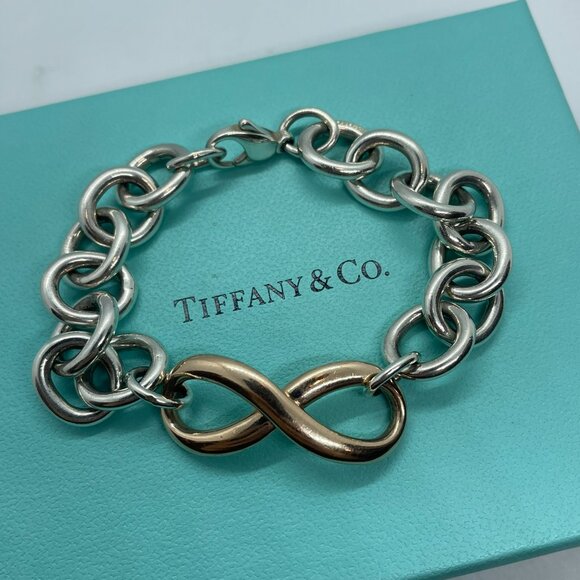 Tiffany & Co Authentic Chunky Large Link Rubedo Silver Infinity Bracelet 7.5" - Picture 3 of 14